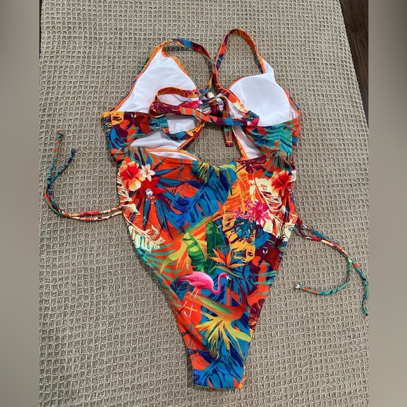 Women's Floral Print One Piece Swimsuit Plus Size 2XL - Picture 3 of 6